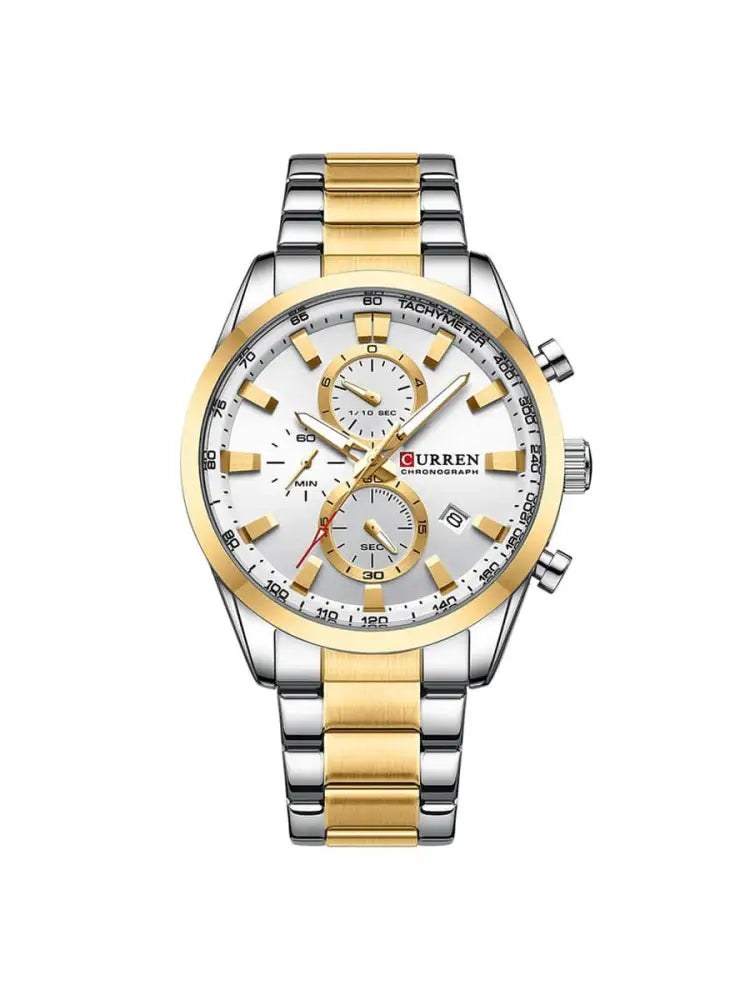 Relógio Masculino Curren Cronógrafo Pulseira Bicolor Luxo Relógio Masculino Curren Cronógrafo Pulseira Bicolor Luxo