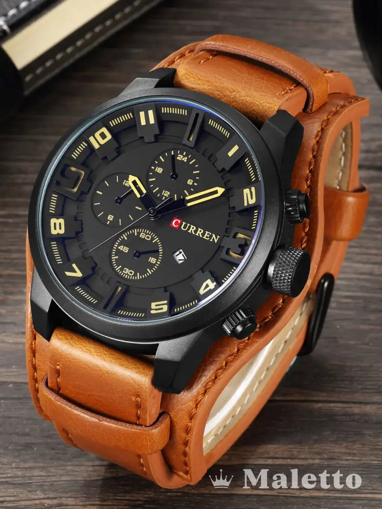 Relógio Masculino Curren Cronógrafo Pulseira de Couro Vintage Relógio Masculino Curren Cronógrafo Pulseira de Couro