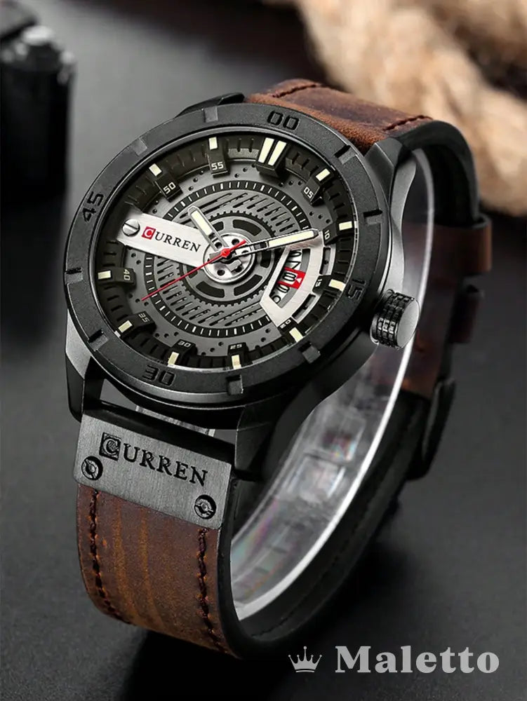 Relógio Masculino Curren Design Automotivo Pulseira de Couro Relógio Masculino Curren Design Automotivo Pulseira de