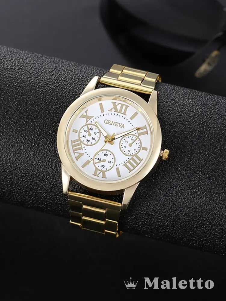 Relógio Masculino Luxo Cronógrafo Pulseira Bicolor Dourado Relógio Masculino Luxo Cronógrafo Pulseira Bicolor