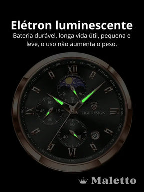 Relógio Masculino Luxo Cronógrafo Pulseira de Couro Relógio Masculino Luxo Cronógrafo Pulseira de Couro