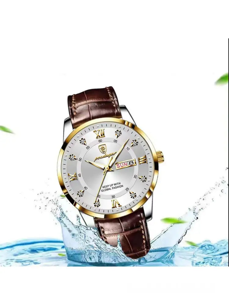 Relógio Masculino Luxo Pulseira de Couro com Calendário Relógio Masculino Luxo Pulseira de Couro com Calendário