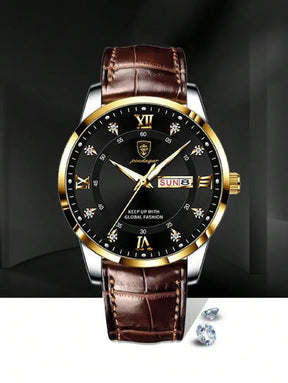 Relógio Masculino Luxo Pulseira de Couro com Calendário Relógio Masculino Luxo Pulseira de Couro com Calendário