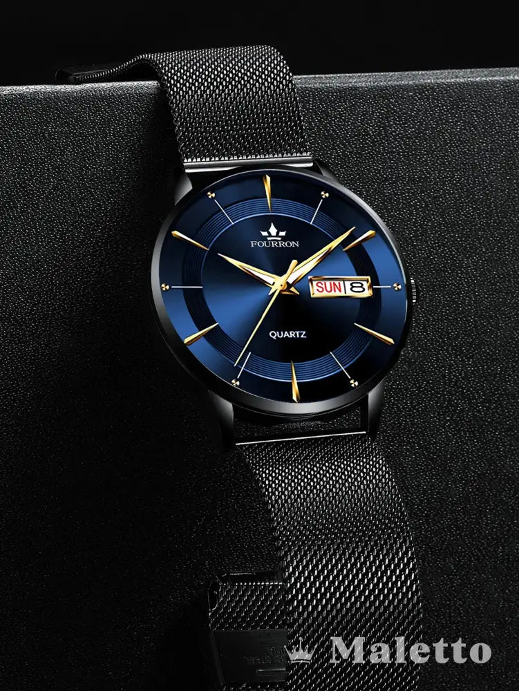 Relógio Masculino Luxo Pulseira de Malha com Calendário Relógio Masculino Luxo Pulseira de Malha com Calendário