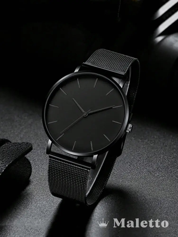 Relógio Masculino Minimalista Luxo Quartzo com Pulseira de Malha Relógio Masculino Minimalista Luxo Quartzo com