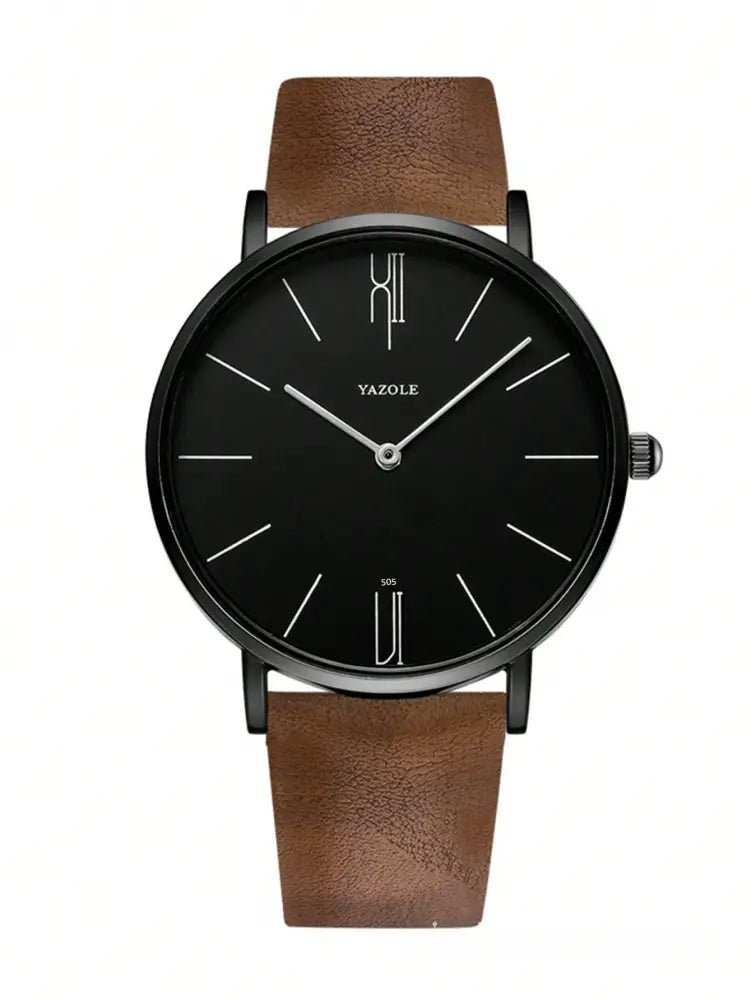 Relógio Masculino Minimalista Pulseira de Couro Elegante Quartz Relógio Masculino Minimalista Pulseira de Couro