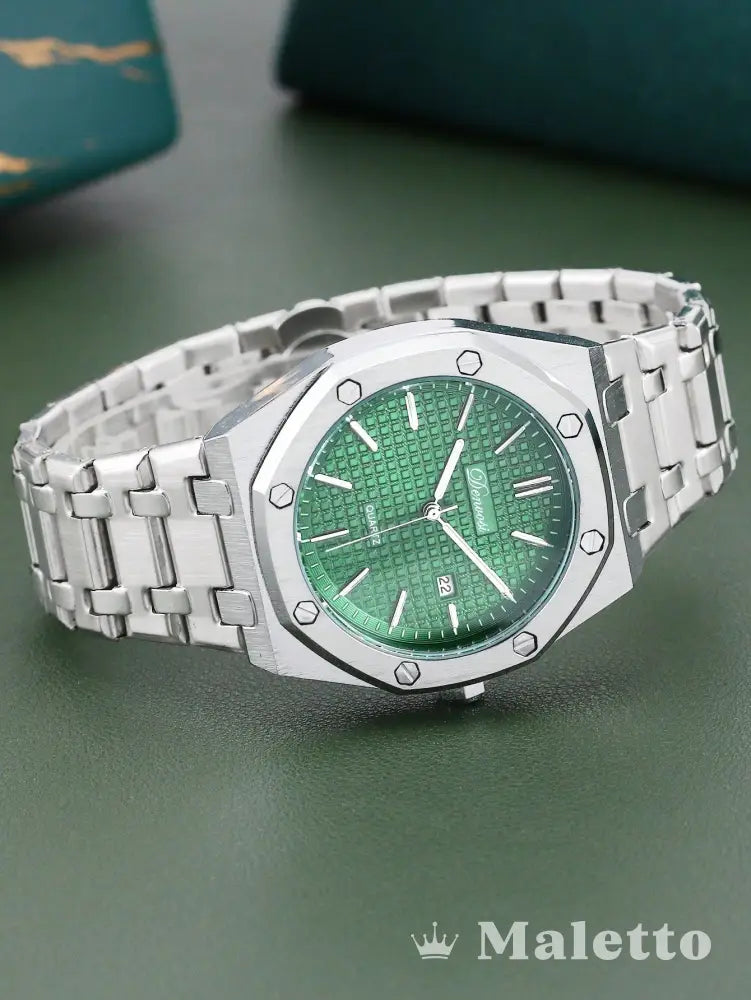 Relógio Masculino Moderno Quartzo com Pulseira de Aço Verde Relógio Masculino Moderno Quartzo com Pulseira de Aço